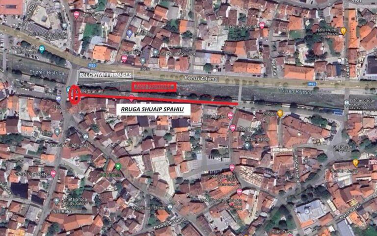 Rruga ‘Shuaip Spahiu’ në Prizren bllokohet për automjete të hënën