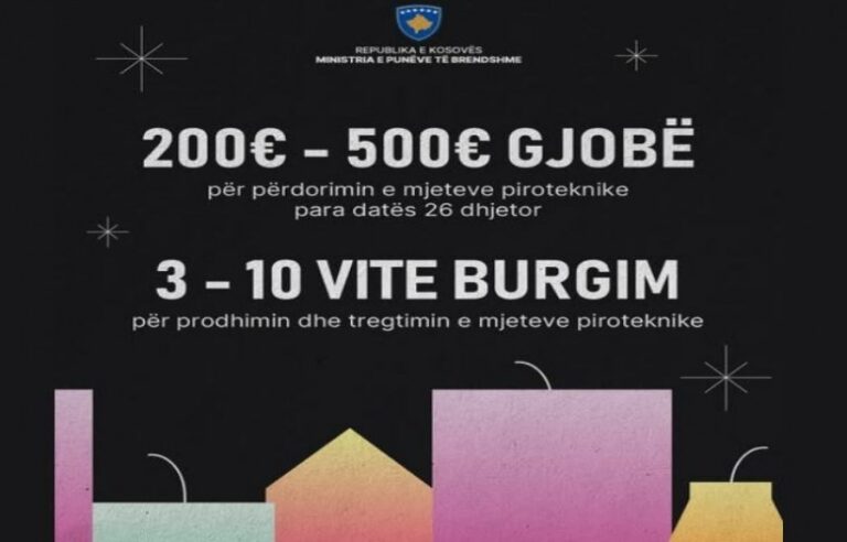 MPB: Përdorimi i mjeteve piroteknike lejohet vetëm pas 26 dhjetorit