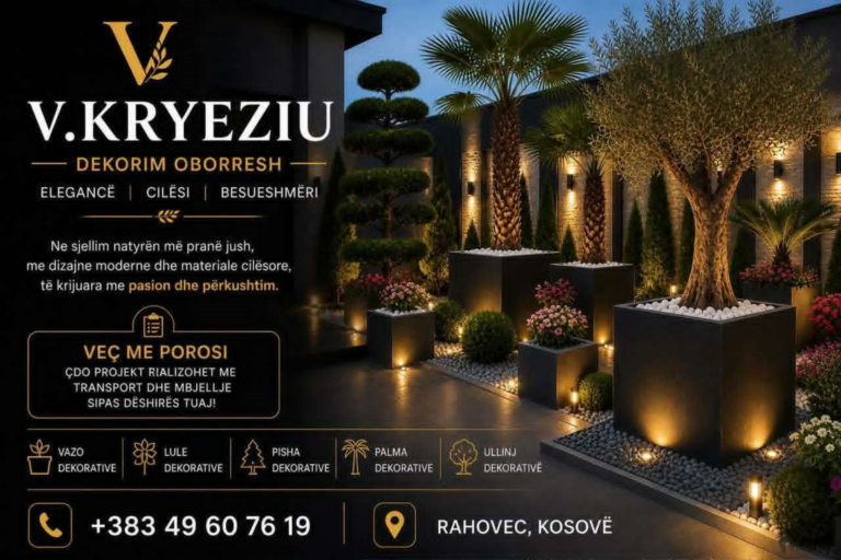 “V. Kryeziu” – Zgjidhje për rregullimin e oborrit të shtëpisë dhe hapësirave tuaja!